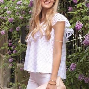 Lauren James one shoulder eyelet top